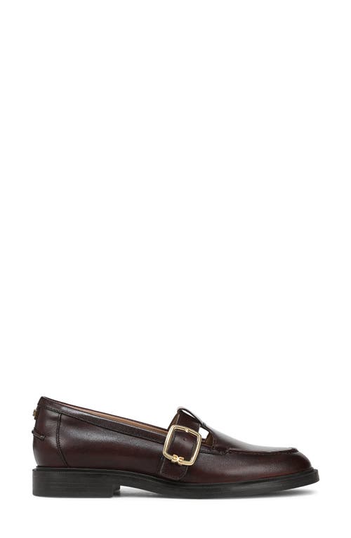 Sam Edelman Elaina T-strap Buckle Loafer Dark Brown Leather In Brown