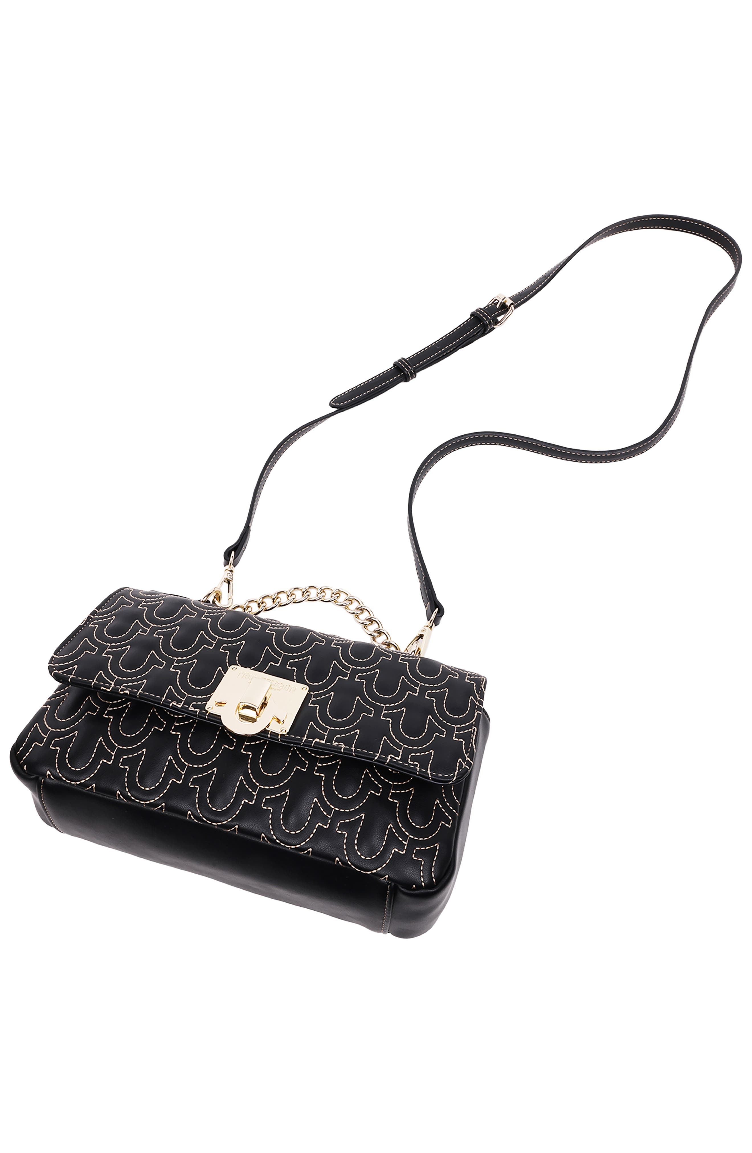 True Religion Horseshoe Quilted Crossbody Bag, Alternate, color, Black