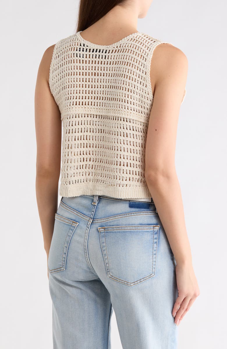 Forgotten Grace Sleeveless Crochet Button-Up Shirt, Alternate, color, 