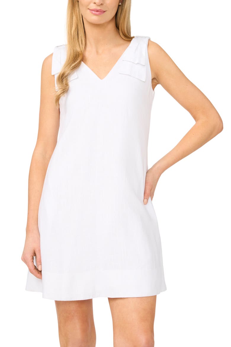 Bow Shoulder Shift Minidress, Alternate, color, ULTRA WHITE