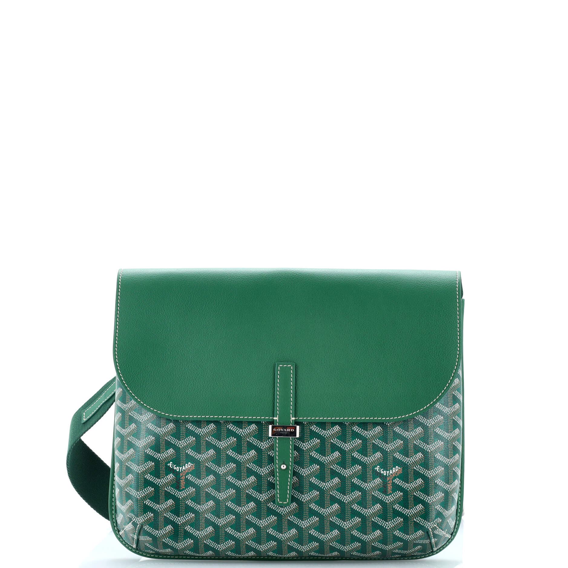 Pre-Owned Goyard Coursier Messenger Bag Coated Canvas and Leather, Main, color, Green