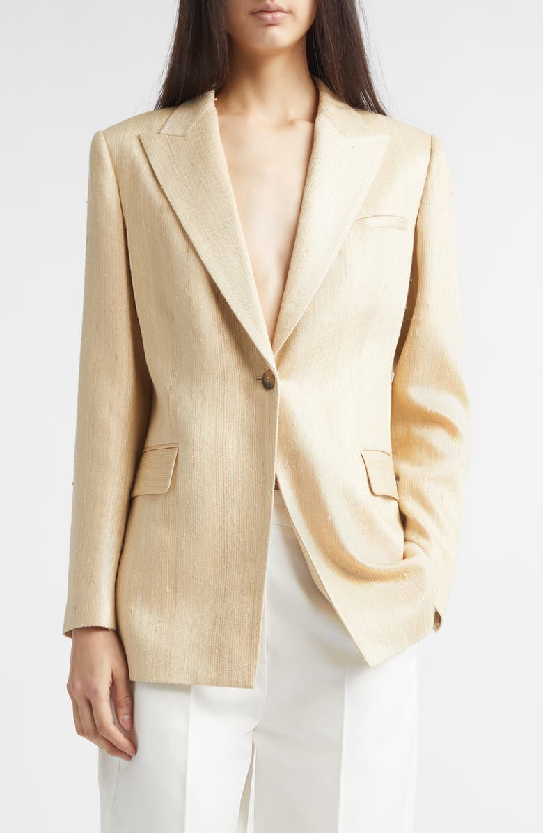 PARTOW Bow Silk Blend Jacket, Main, color, Sand