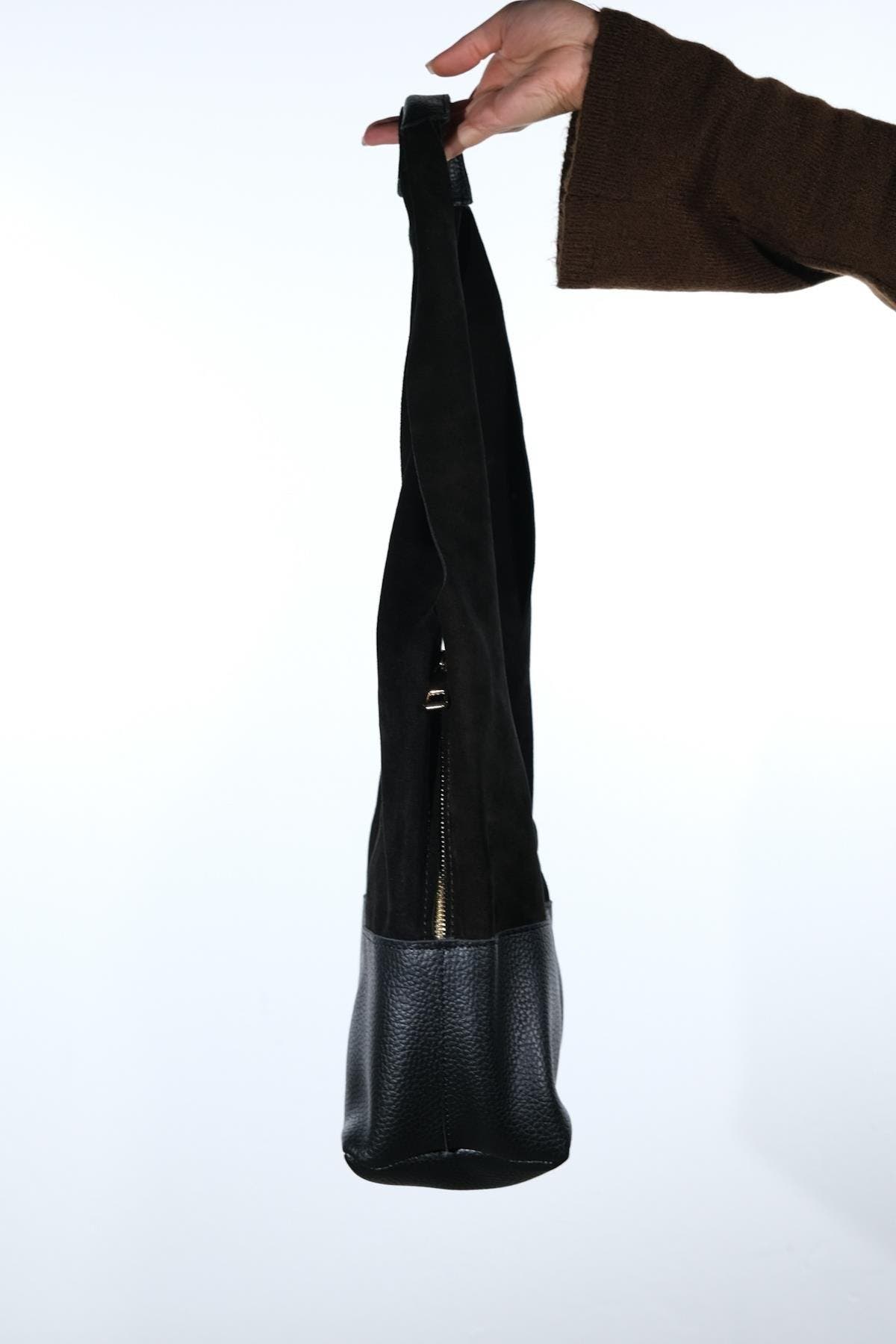 Forever & Always Shoes Avos Leather Shoulder Bag, Alternate, color, Black Suede