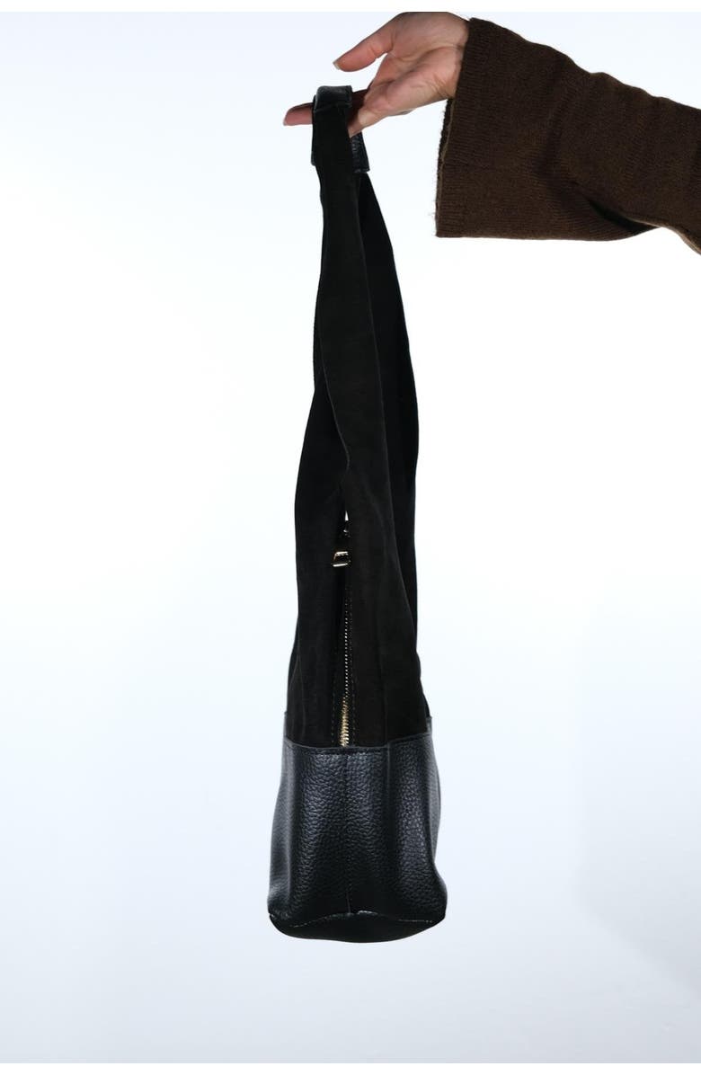 Forever & Always Shoes Avos Leather Shoulder Bag, Alternate, color, Black Suede