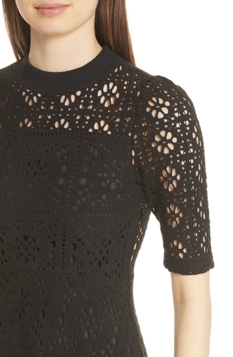 See by Chloé Handkerchief Hem Crochet Midi Dress, Alternate, color, 