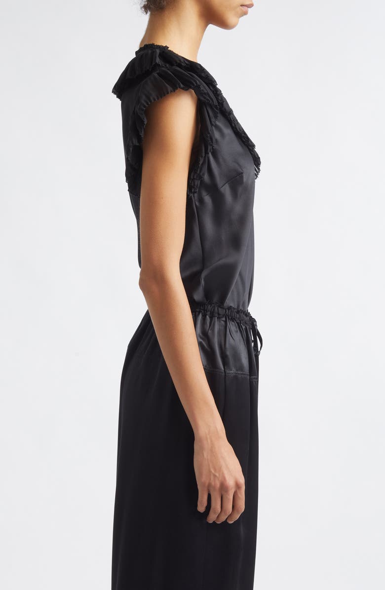 Ulla Johnson Ilyana Silk Sheer Ruffle Trim Top, Alternate, color, Noir