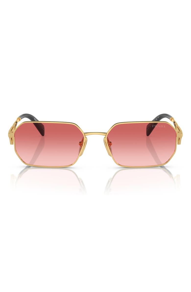 Prada 58mm Gradient Rectangular Sunglasses, Main, color, Gold/ Pink