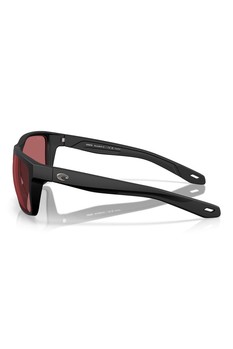 58mm Broadbill II Polarized Rectangle Sunglasses, Alternate, color, MATTE BLACK / ROSE 580G