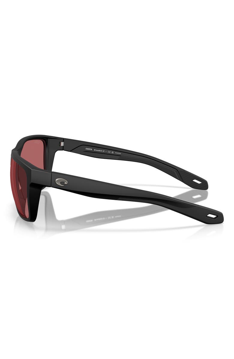 Costa Del Mar 58mm Broadbill II Polarized Rectangle Sunglasses, Alternate, color, Matte Black / Rose 580G