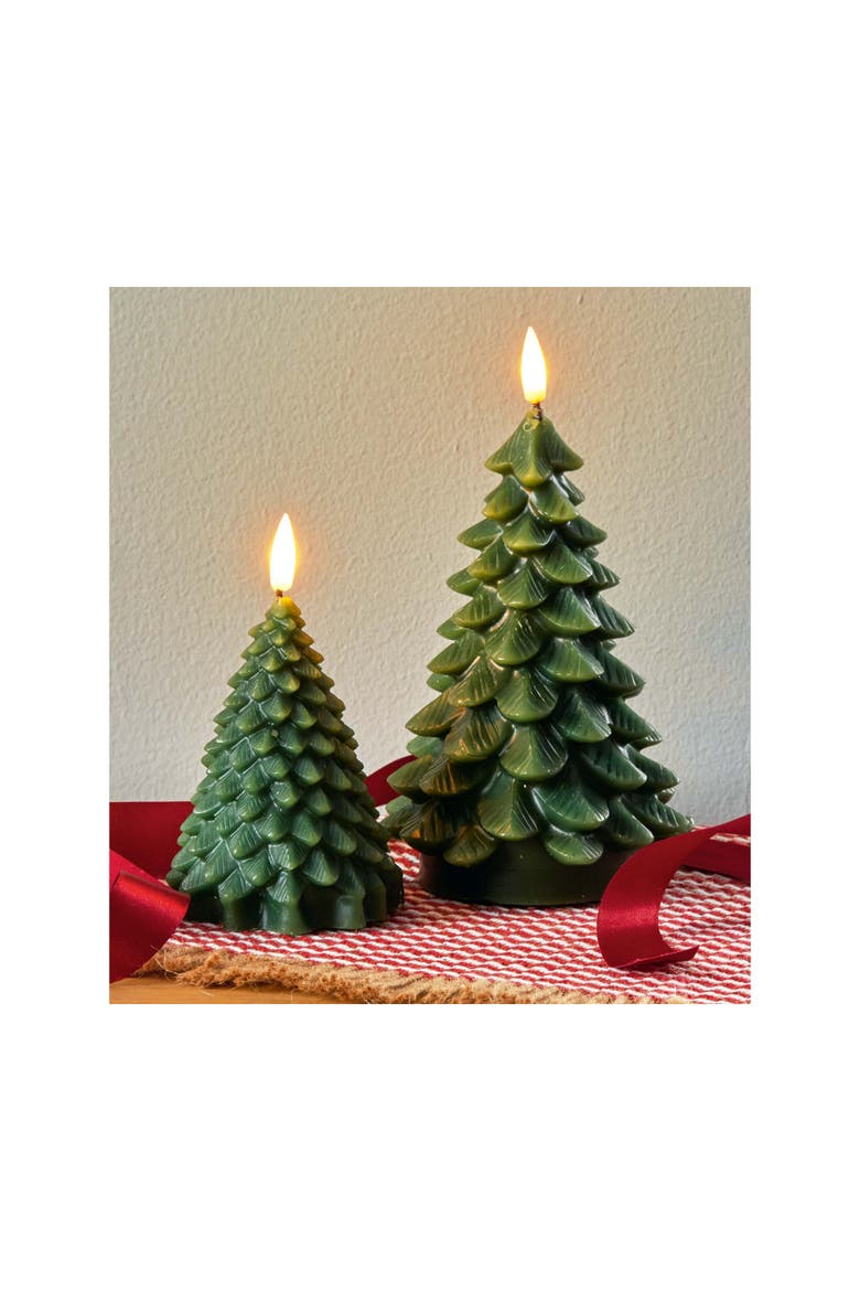Pine Tree LED Flameless Candle - Small Christmas Decor, Alternate, color, Green