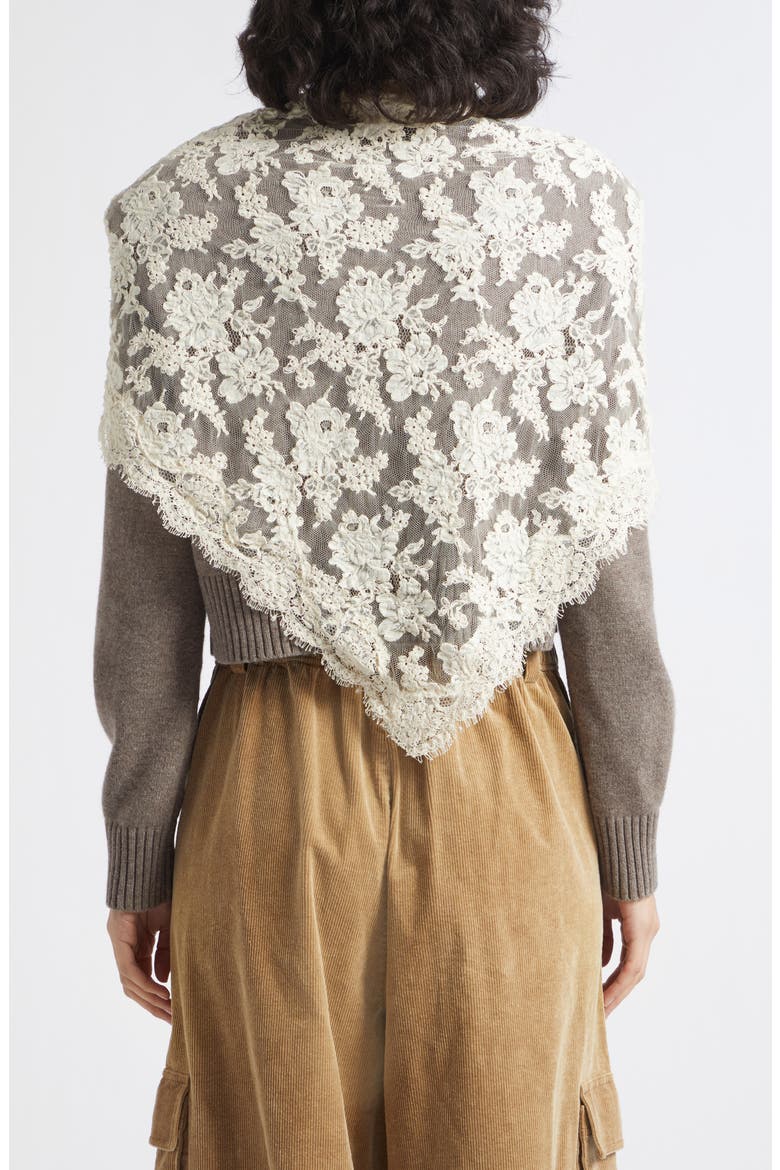 Kirra Lace Cardigan with Scarf, Alternate, color, TAUPE