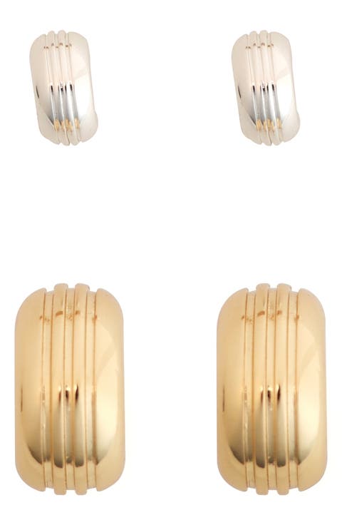Etched Detail Set of 2 Stud Earrings