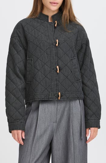 Ichi Quilted Jacket In Gray