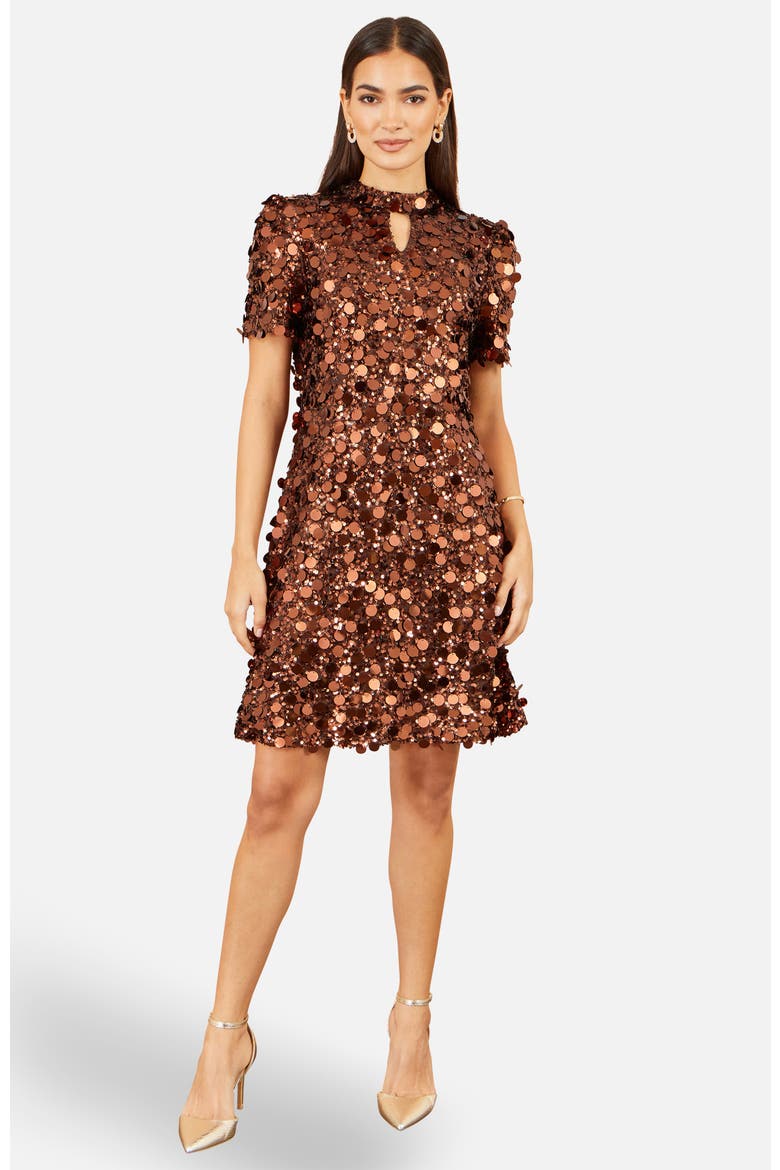 Big Sequin Tunic Dress, Main, color, Copper