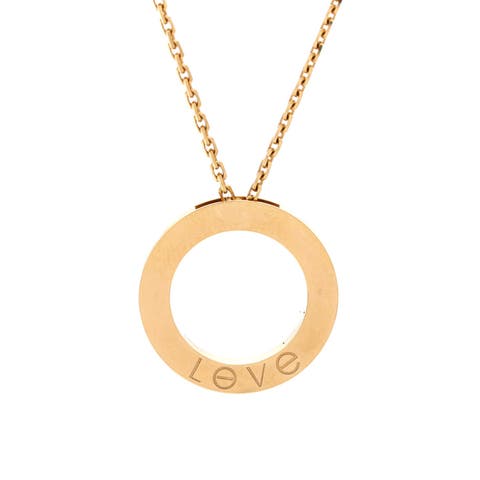 3 Diamonds Love Pendant Necklace 18K Yellow Gold and Diamonds