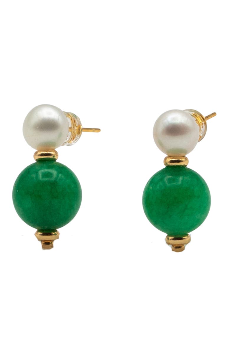 seree Robyn Pearl jade stone drop earrings, Main, color, Bright Green