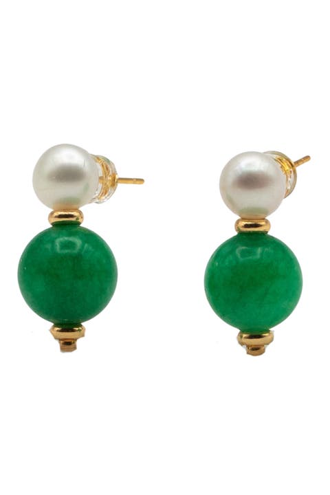 Robyn Pearl jade stone drop earrings