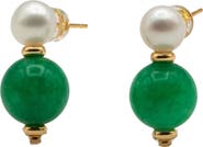 seree Robyn Pearl jade stone drop earrings