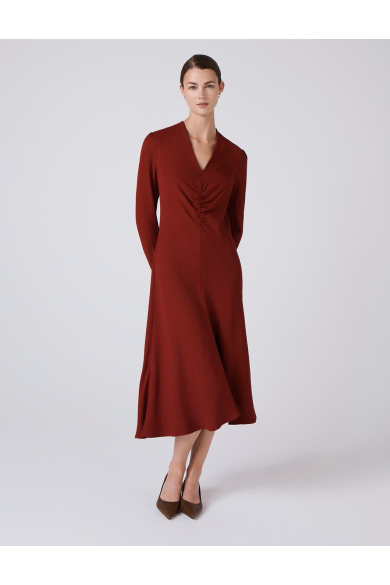 Cecelia Crepe V Neck Midi Dress, Main, color, Berry