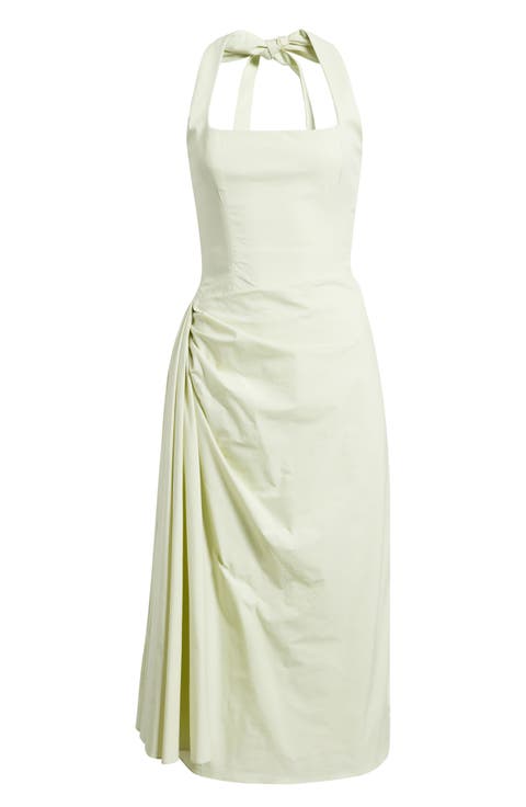 Tallulah Halter Neck Stretch Cotton Midi Dress