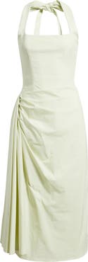 HOUSE OF CB Tallulah Halter Neck Stretch Cotton Midi Dress