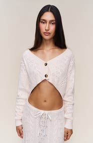 Guizio Noah Wool Cable Crop Cardigan