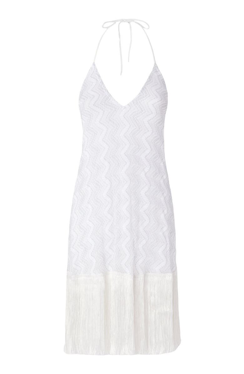 Missoni Cover-up Dress In Zig Zag Lamé Viscose With Fringes, Alternate, color, Silver