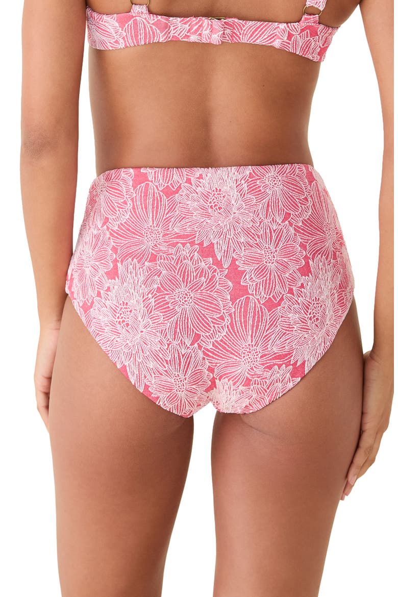 The High Waist Floral Jacquard Bikini Bottoms, Alternate, color, PEACHY