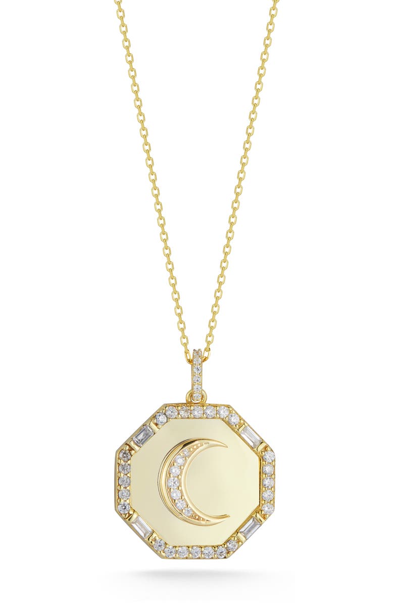 CHLOE AND MADISON Moon Pendant Necklace, Main, color, Gold
