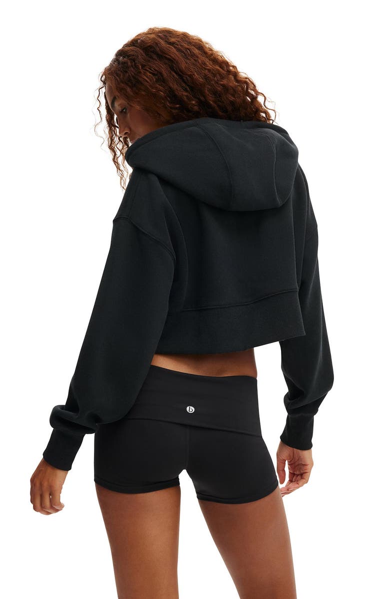 COTTON ON BODY Women's Active Plush Boxy Cropped Zip Through, Alternate, color, Black
