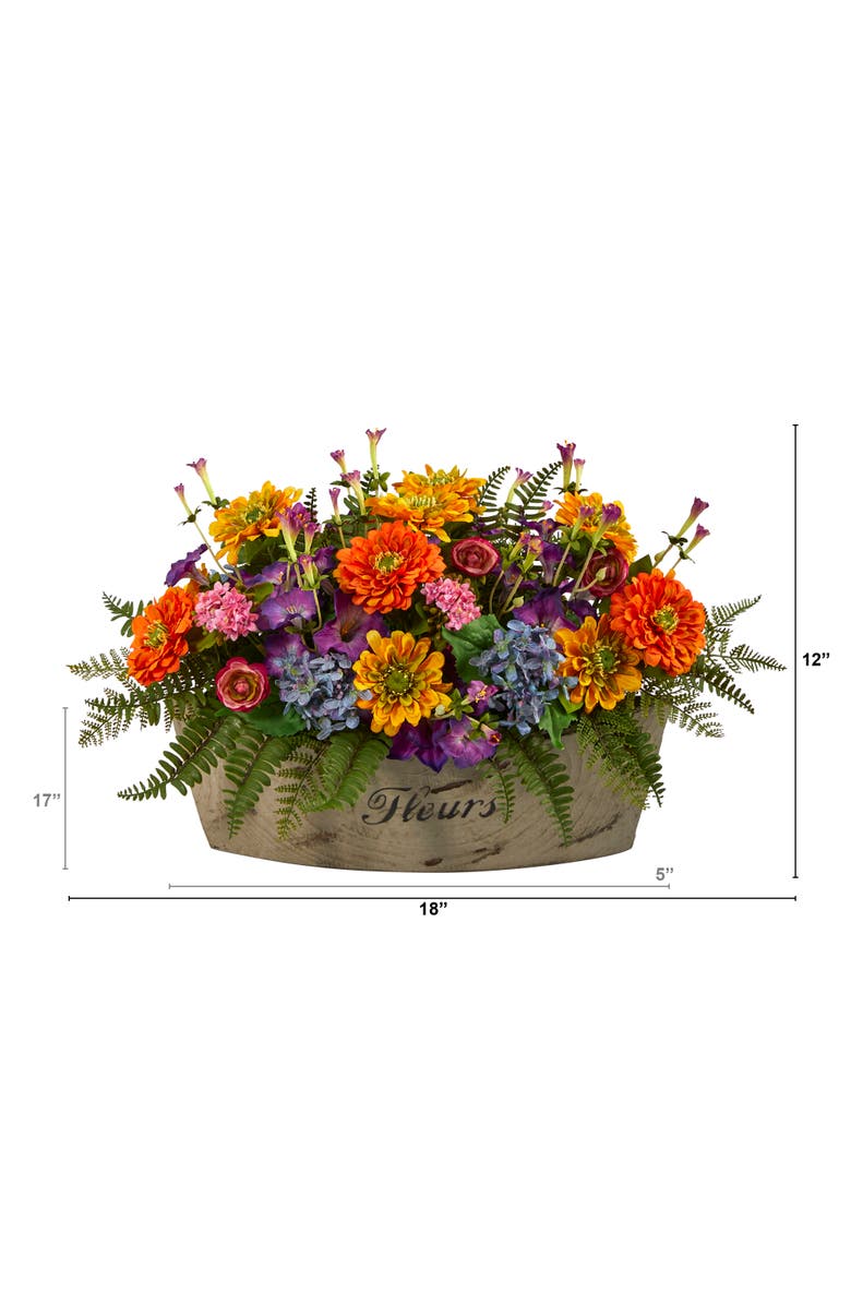 NEARLY NATURAL 18-in Mixed Flowers Artificial Arrangement in Decorative Vase, Alternate, color, Orange