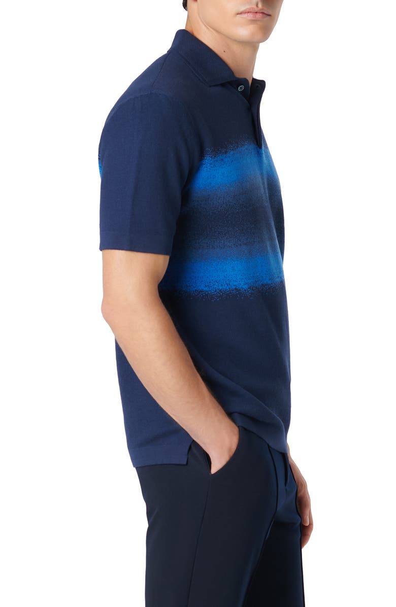 Bugatchi Cotton & Silk Polo, Alternate, color, Navy