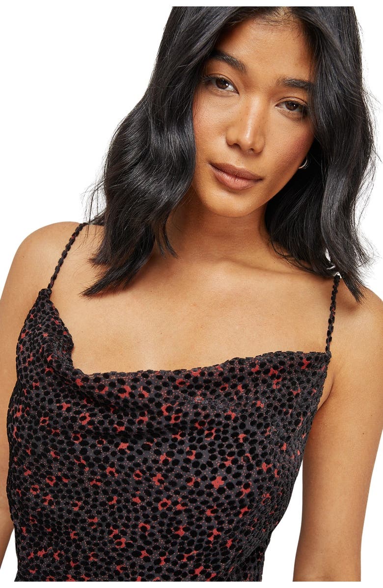 Warehouse Spot Devore Cowl Neck Maxi Dress, Alternate, color, Red