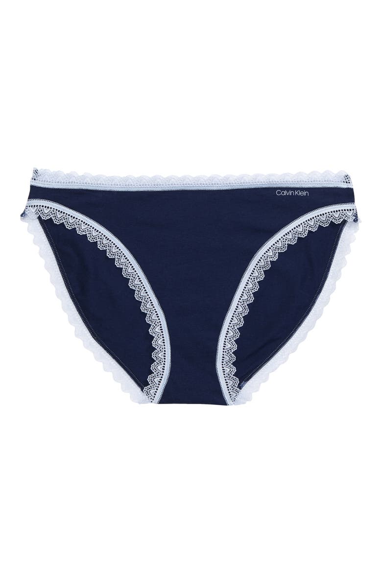 Flirty Lace Trim Bikini, Alternate, color, NEW NAVY