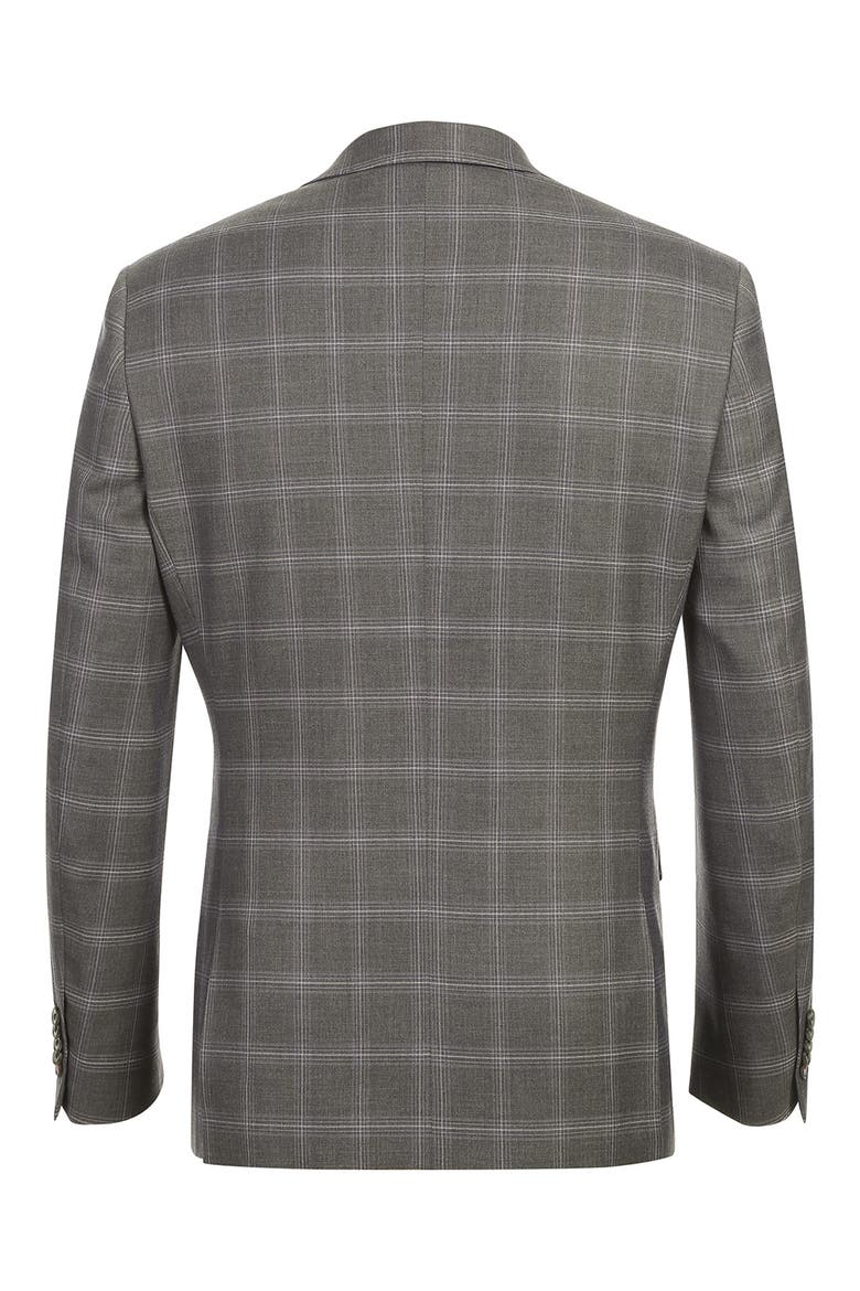 Plaid Trim Fit Notch Lapel Two-Piece Suit, Alternate, color, GRAY