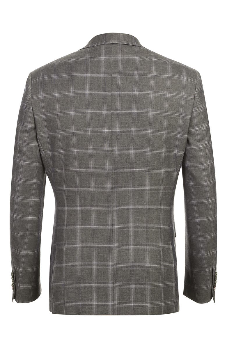 English Laundry Plaid Trim Fit Notch Lapel Two-Piece Suit, Alternate, color, Gray