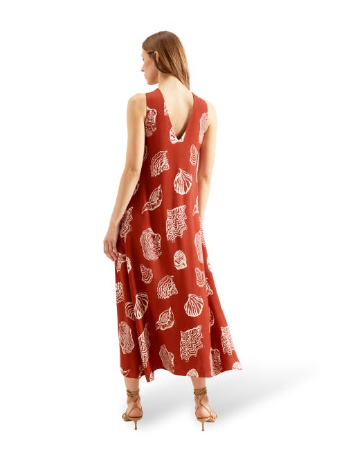 Ro&zo Womens Red Seashell-print Halterneck Woven Maxi Dress In Brown