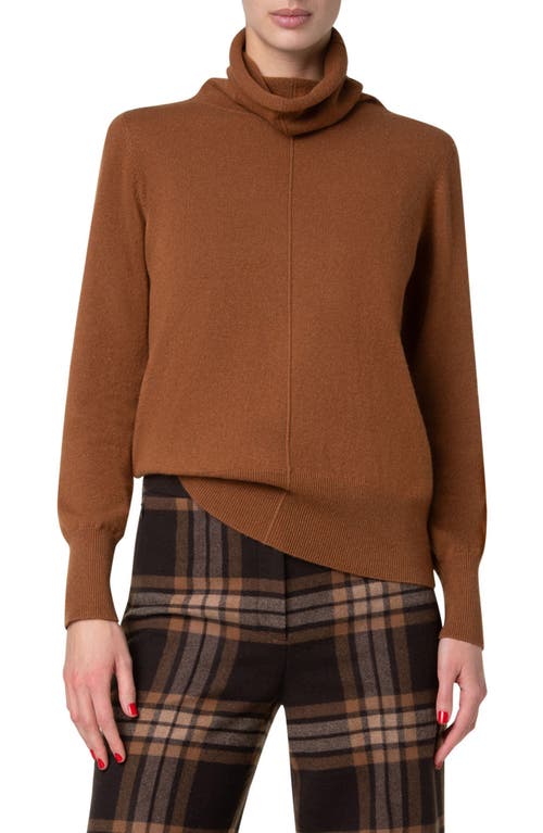Akris Cowl Turtleneck Cashmere Sweater In Brown