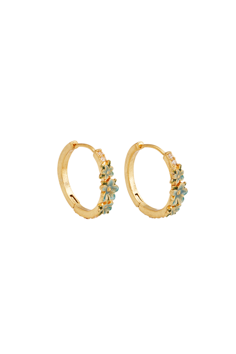 Floral Wreath Hoop Earrings, Main, color, Gold