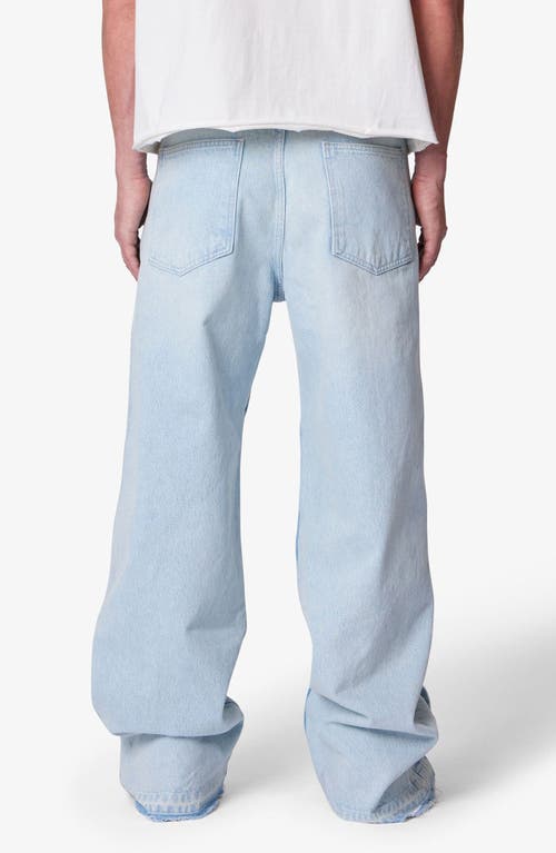 Mnml Offset Button Baggy Jeans In Blue