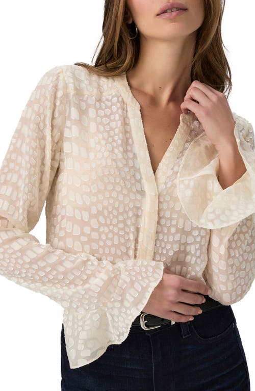 Shop Paige Pepita Textured Silk Blend Button-up Shirt In Latte Foam