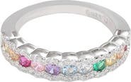 SUZY LEVIAN Sterling Silver Rainbow Cubic Zirconia Half Band Ring