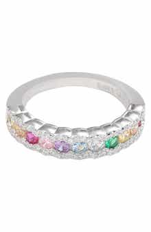 SUZY LEVIAN Sterling Silver Rainbow Cubic Zirconia Half Band Ring