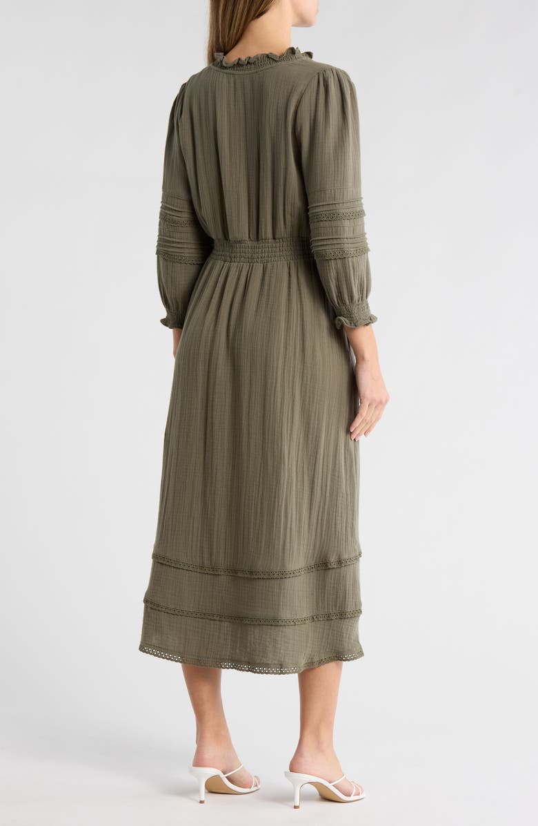 Ellen Tracy Button Front Gauze Dress, Alternate, color, Light Olive