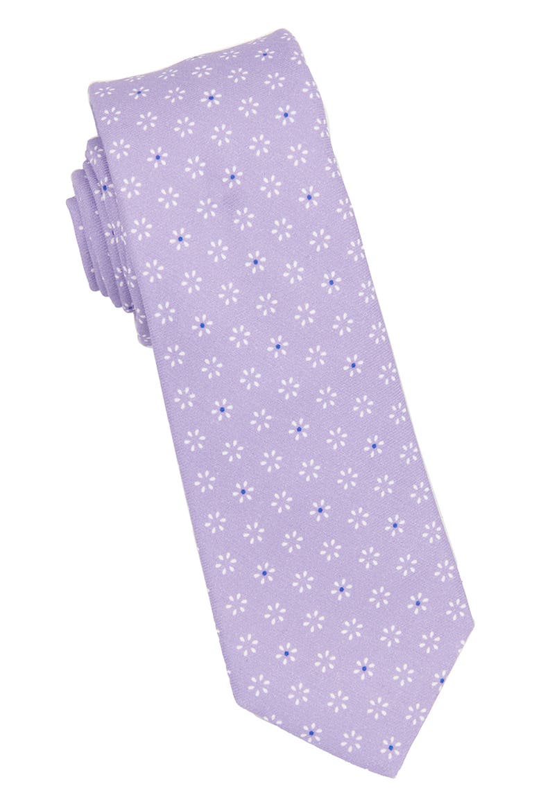 Geo Floral Cotton Tie, Main, color, LILAC