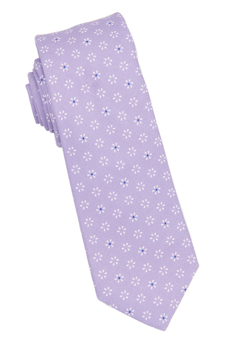 Brooklyn Brigade Geo Floral Cotton Tie, Main, color, Lilac