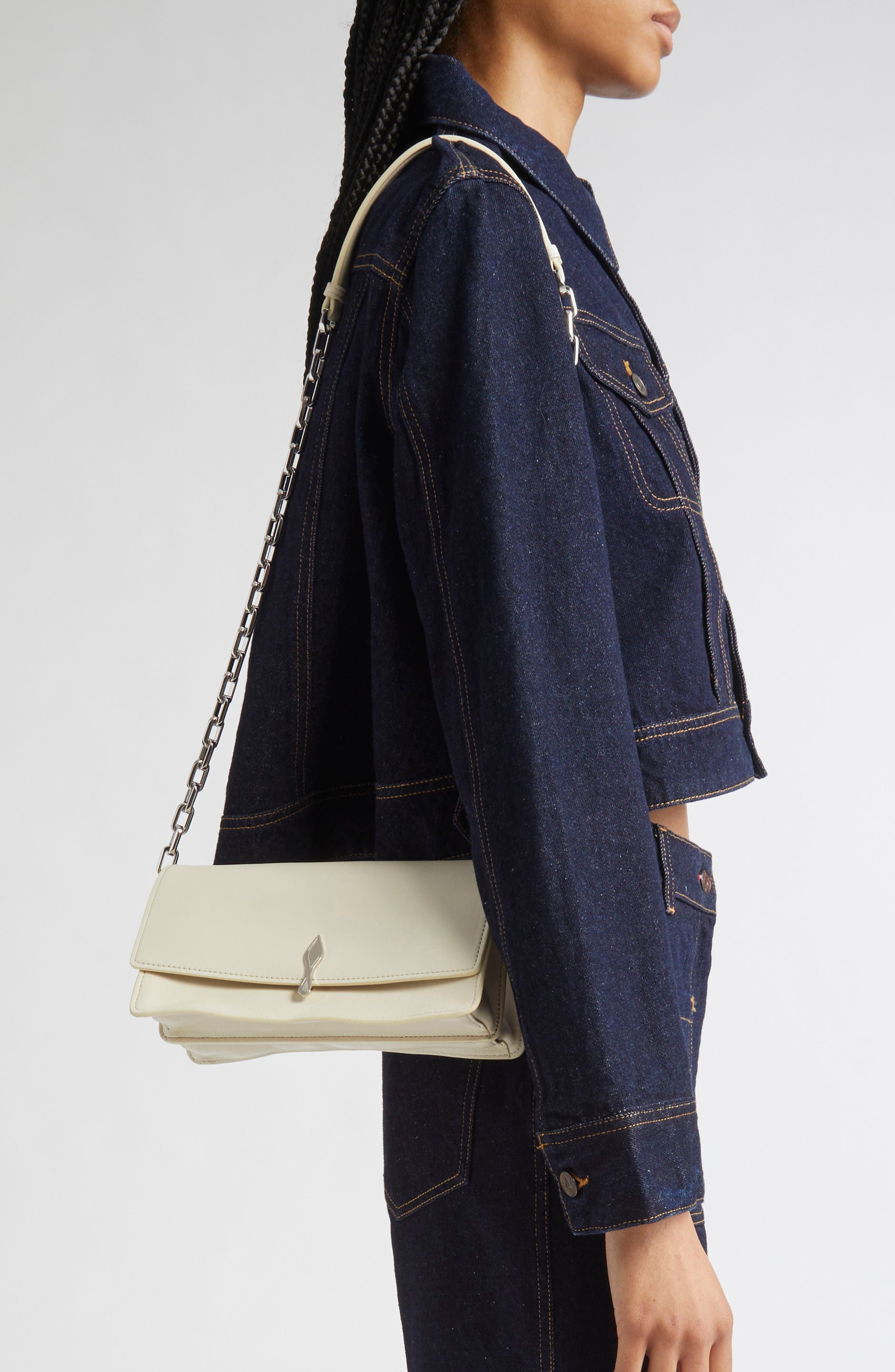 Bettina Leather Shoulder Bag, Alternate, color, SUZURAN/ SILVER