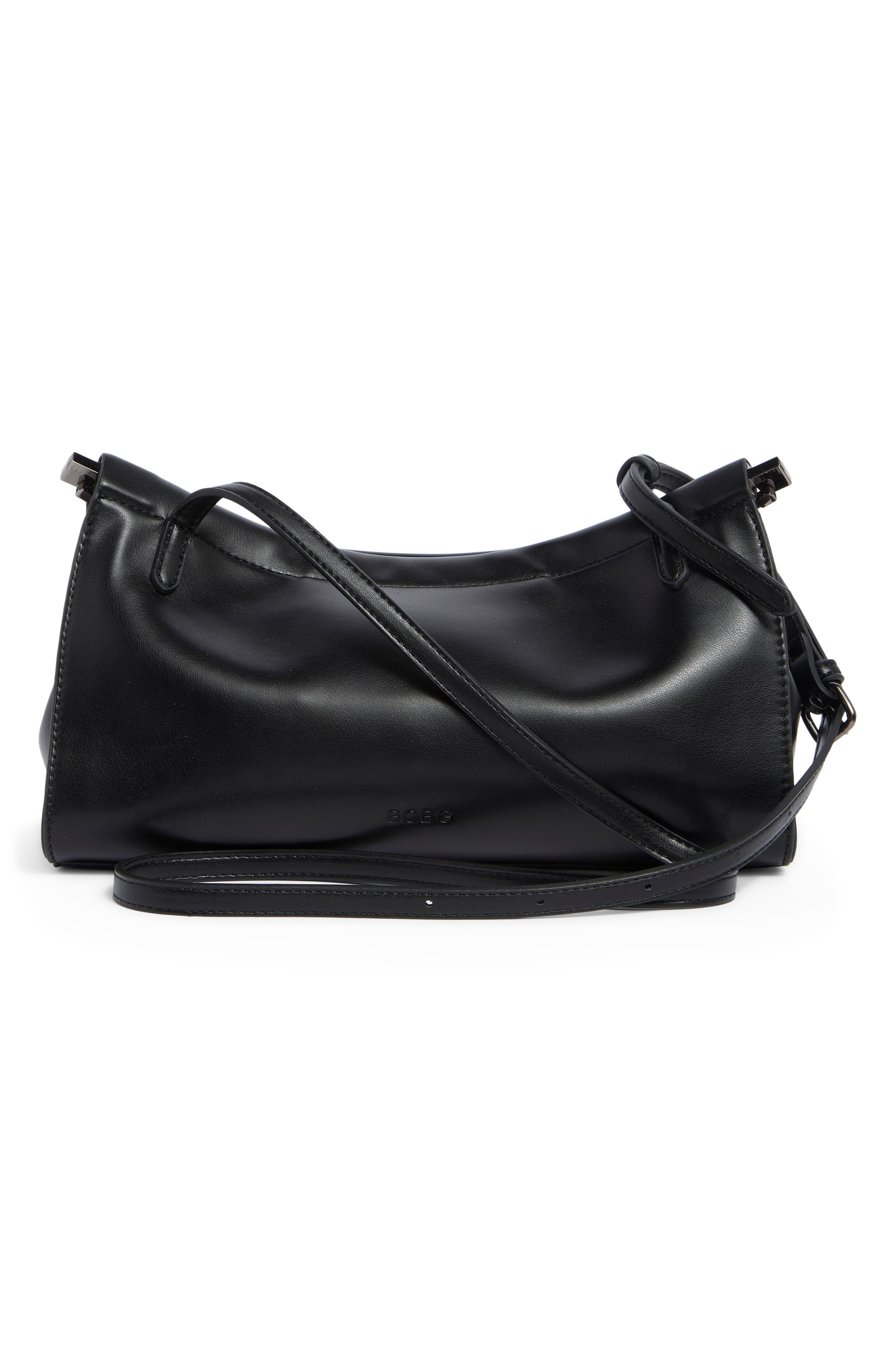 Faux Leather Shoulder Bag, Alternate, color, BLACK