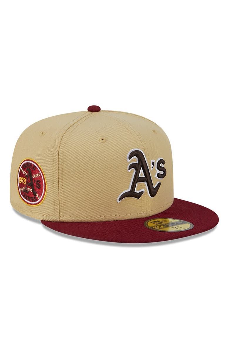 New Era Men's New Era Vegas Gold/Cardinal Oakland Athletics 59FIFTY Fitted Hat, Main, color, 