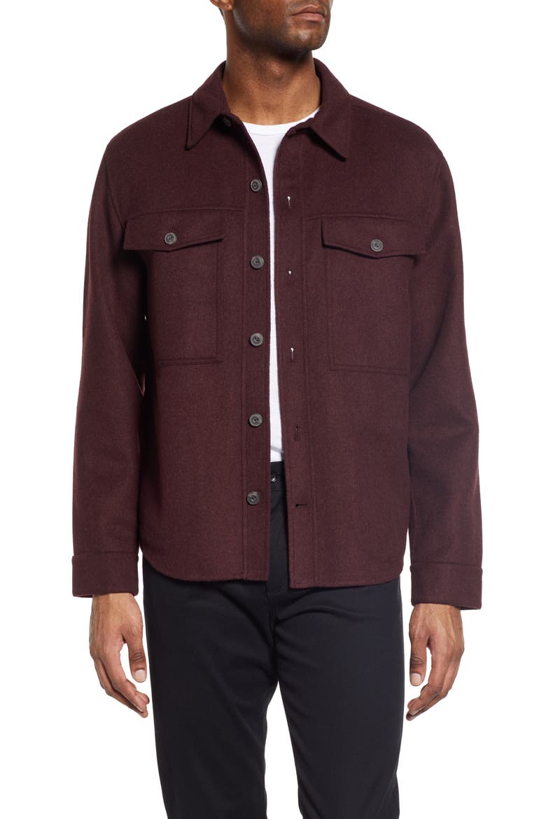 Recycled Wool Blend Shirt Jacket, Main, color, BEET ROOT